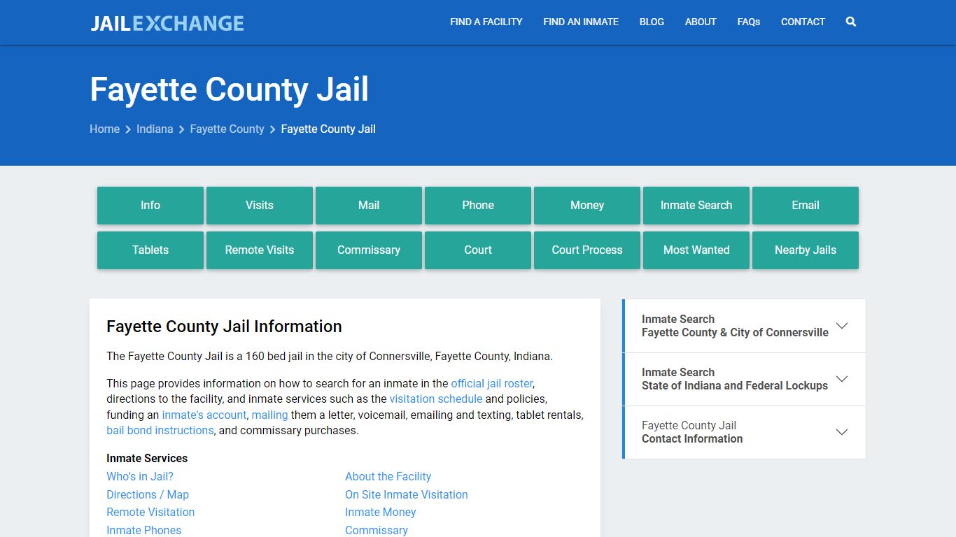 Fayette County Jail, IN Inmate Search, Information
